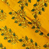 Pure Cotton Ajrak Turmeric Dyed With Green Leafy Plant Hand Block Print
