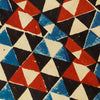 Pure Cotton Ajrak With Maroon Black Blue Cream Inerlocked Triangles Hand Block Print Fabric