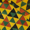 Pure Cotton Ajrak With Maroon Black Green Yellow Inerlocked Triangles Hand Block Print Fabric