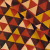 Pre-cut (1.90 meter)Pure Cotton Ajrak With Maroon Black Mustard Cream Inerlocked Triangles Hand Block Print Fabric