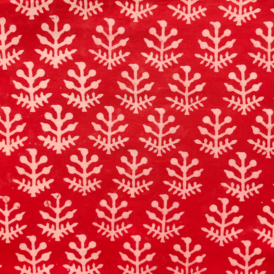Pure Cotton Akola Dabu Pinkish Red Plant Hand Block Print blouse piece Fabric (1 meter)