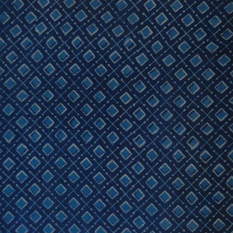Precut 1.30 Meter Pure Cotton Akola Indigo Geometric All Over Pattern ...