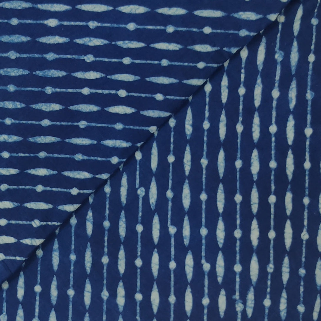 Pure Cotton Akola Indigo With Diagonal Pattern Lines Hand Block Print ...