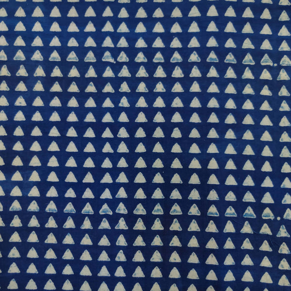 Pure Cotton Akola Indigo With Tiny Triangles Hand Block Print Blouse Fabric ( 85 CM )