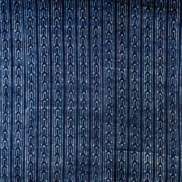 Pure Cotton Akola Indigo With Triba Border Hand Block Print Fabric