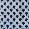 Pure Cotton Akola Light Indigo With Spring Flowers Hand Block Print Blouse Fabric ( 90 CM )