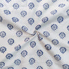 Pure Cotton Akola White With Blue Flower Motif Hand Block Print Fabric