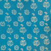 Pure Cotton Azure Blue Dabu With Plant Flower Motifs Hand Block Print Fabric