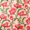Pure Cotton Baby Pink Jaipuri With Pink Flower Jaal Hand Block Print Fabric