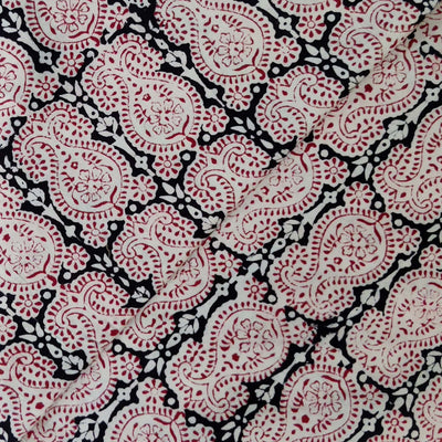 Pure Cotton Bagh Black With Matka All Over Pattern Hand Block Print Fabric