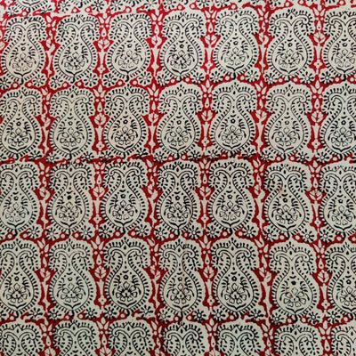 Pure Cotton Bagh Maroon With Indie Motif Hand Block Print Fabric