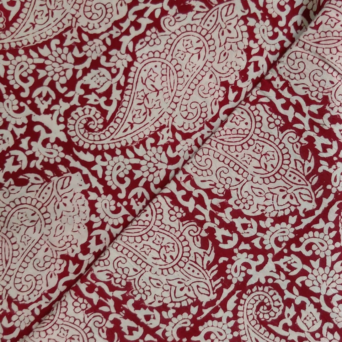 Bagh Pattern Region Pure Cotton Bagh Rust With Double Kairi All Over Pattern Hand Block Pr ...