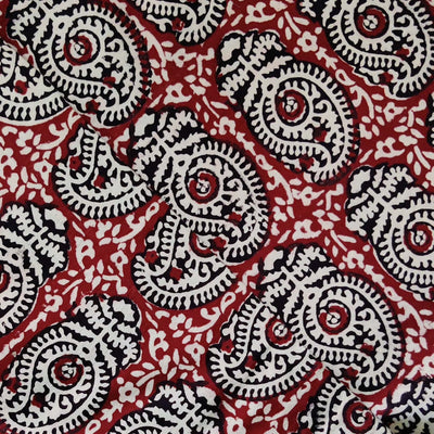 Pure Cotton Bagh Rust With Intricate Kairi All Over Pattern Hand Block Print Fabric