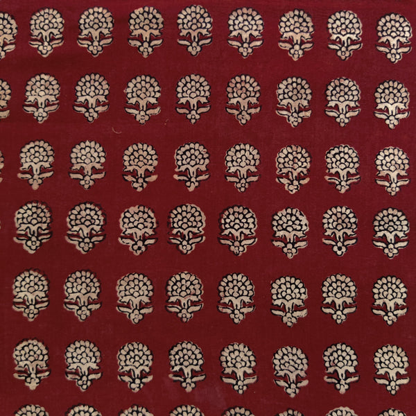 Blouse Piece 1.30 meter Pure Cotton Bagh Rust With Small Bud Motifs Hand Block Print Fabric