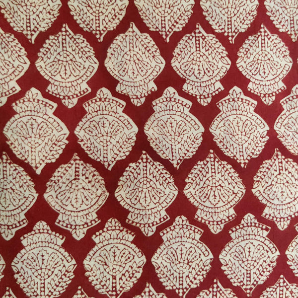 Pure Cotton Bagru Dabu Rust With Tribal Motif Hand Block Print Fabric
