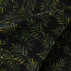Pure Cotton Bagru Dull Black With Green Yellow Ferns Hand Block Print Fabric
