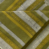 Pure Cotton Bagru Green Yellow Cream Egyptian Geometric Border Hand Block Print Fabric