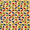 Pure Cotton Beige Jaipuri With Green Blue And Red Dino Hand Block Print Fabric