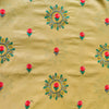 Pure Cotton Beige With Pink Embroidered Motifs Fabric