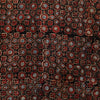 Pure Cotton Black Ajrak With Rust And Blue Tile Hand Block Print Fabric