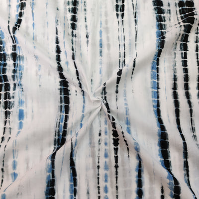 Pure Cotton Black And Blue Shibori Handmade Fabric