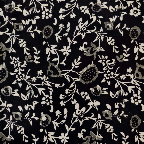 Pre-cut(1.40 Meter) Pure Cotton Black And White With Jaal Hand Block Print Fabric