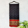 Pure Cotton Black Ikkat With Maroon Kalamkari Border Block Printed Woven Fabric