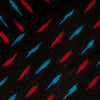 Pure Cotton Black Ikkat With Red And Blue Tiny Weaves Hand Woven Fabric