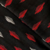 Pure Cotton Black Ikkat With Red And Grey Stripes Woven Fabric