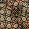 Pure Cotton Black Kaatha With Cream And Maroon Star And Circle Tile Hand Block Print Fabric