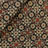 Pure Cotton Black Kaatha With Cream And Maroon Star And Circle Tile Hand Block Print Fabric