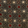 Pure Cotton Black Kaatha With Intricate Sqaure Hand Block Print Fabric