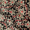 Pure Cotton Black Kalamkari With Grey And Pink Jaal Hand Block Print Fabric