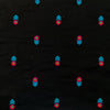 Pure Cotton Black With Blue Magenta Single Flower Plant Embroiedered Fabric