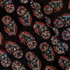 Pure Cotton Black With Blue Maroon Flower Plant Motif Hand Block Print Fabric