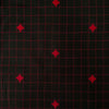 Pure Cotton Black With Red Checks And Plus Woven Fabric