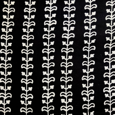 Pre Cut 1.60 Meter Pure Cotton Black With White Creaper Stripes Hand Block Print Fabric