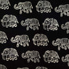 Pure Cotton Black With White Embellished White Elephant Hand Block Print Blouse Fabric ( 1 Meter )