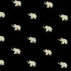 Pure Cotton Black With White Tiny Elephants Screen Print Fabric