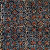 Pure Cotton Blue Ajrak With Cream Rust And Black Tile Hand Block Print Fabric