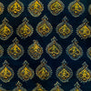 Pure Cotton Blue Ajrak With Green Intricate Ajrak Motif Hand Block Print Fabric