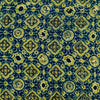 Pure Cotton Blue Ajrak With Green Persian Tiles Hand Block Print Blouse Fabric (80 Cm)