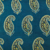 Pure Cotton Blue Ajrak With Intricate Kairi Motif Hand Block Print Fabric