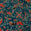 Pure Cotton Blue Ajrak With Maroon And Black Kairi Jaal Hand Block Print Fabric