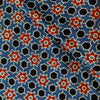 Pure Cotton Blue Ajrak With Red Black Hexa Star Tile Hand Block Print Fabric