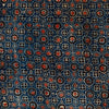 Pure Cotton Blue Ajrak With Rust Black And Cream Tile Hand Block Print Fabric