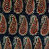 Pure Cotton Blue Ajrak With Rust Intricate Kairi Hand Block Print Blouse Fabric ( 95 CM )