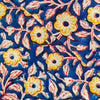 Pure Cotton Blue Dabu With Yellow Flowers Jaal Hand Block Print Blouse Fabric (1 Meter)