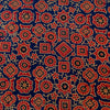 Pure Cotton Blue Discharge Dabu With Ajrak Tile Hand Block Print blouse Fabric ( 1.20 meter )
