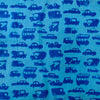 Pure Cotton Blue With Cars Hand Block Print Fabric